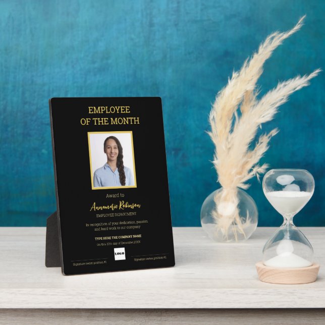 Expositora Placa de premio del logo del empleado del mes (Lado)