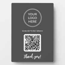 Placa de señal de código QR gris para negocios Esc