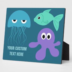 Expositora Placa de texto de las criaturas del mar personaliz