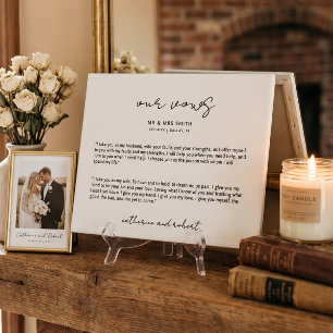 Expositora Placa de votos de boda personalizados modernos