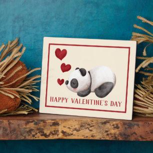 Expositora Placa del Día de San Valentín de Panda Dulce y Cor