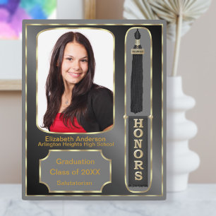 Expositora Placa Fotográfica de Graduación con Honores Negro 