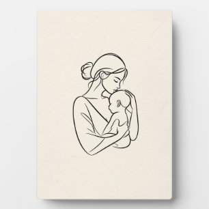 Expositora Placa minimalista de arte de línea sobre mesa con