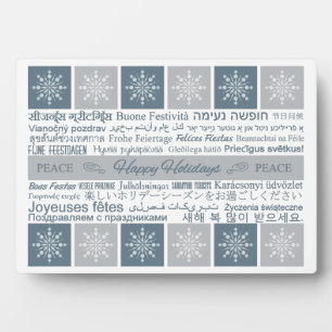 Expositora Placa multilingüe de Happy Holidays