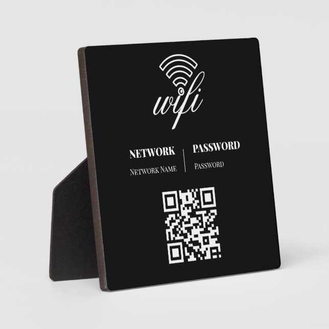 Expositora Placa negra de red y contraseña Wifi (Anverso)