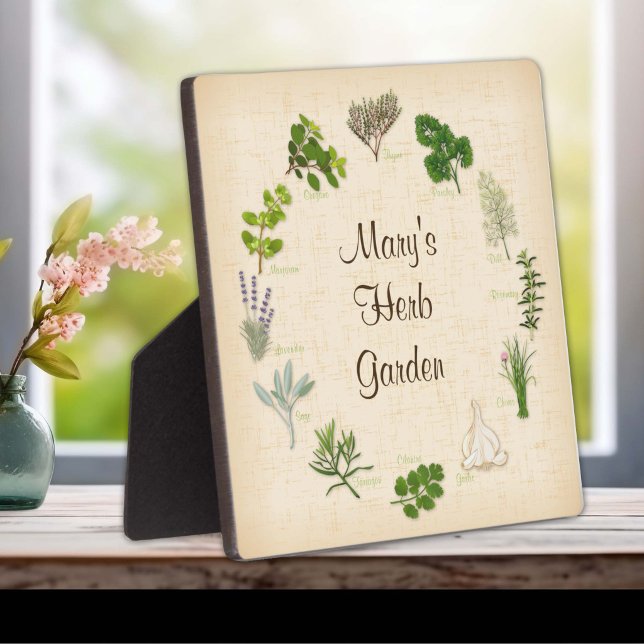 Expositora Placa para lucir tu jardín de hierbas (Show Off Your Herb Garden Plaque. Personalize with your custom text. )