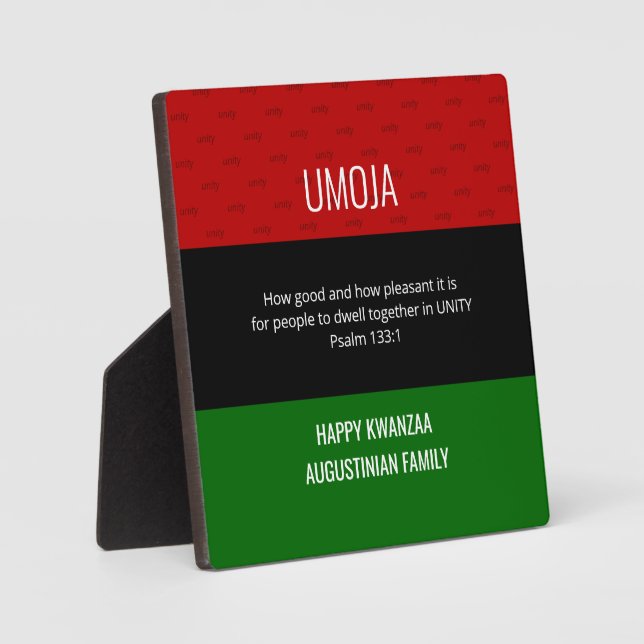 Expositora Placa Personalizada de UMOJA Unity Feliz Kwanzaa (Anverso)