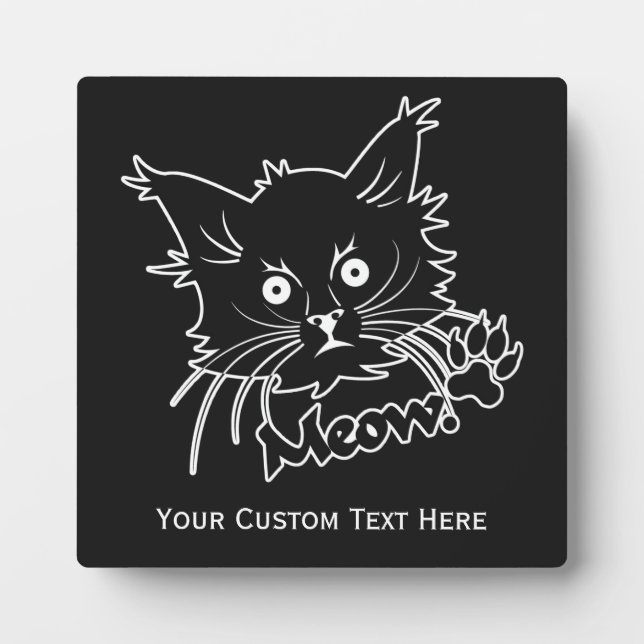 Expositora Placa personalizado de gato negro (Frente)