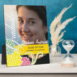 Expositora placa personalizado de graduación floral