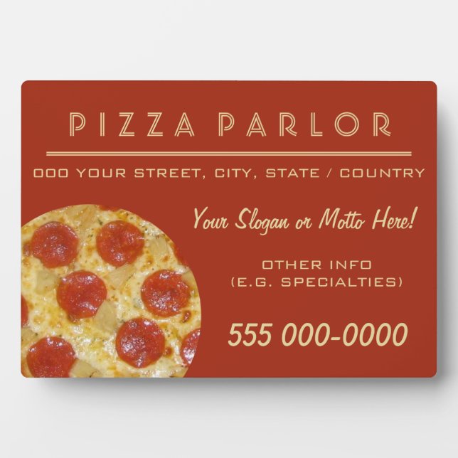 Expositora Placa personalizado Pizza Parlor (Frente)