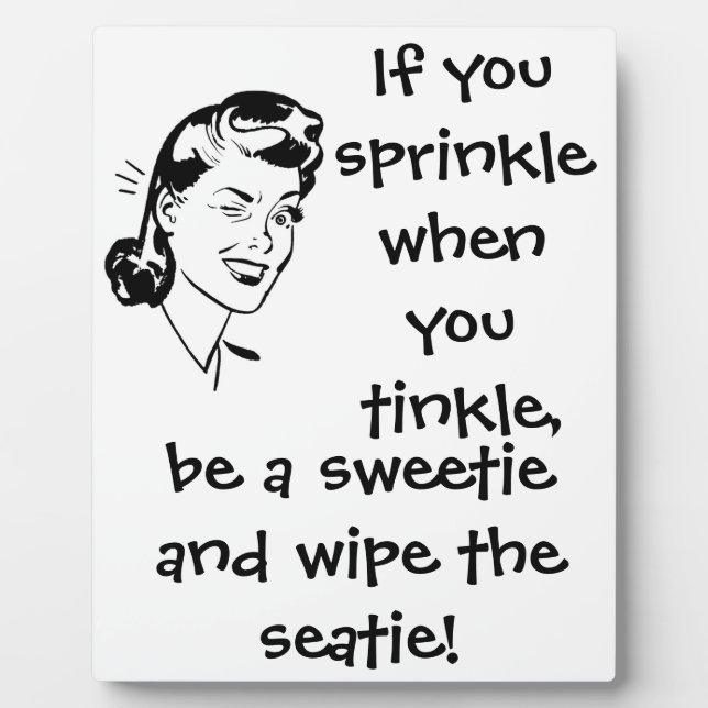 Expositora Placa retro de humor negro y blanco para baño (Frente)