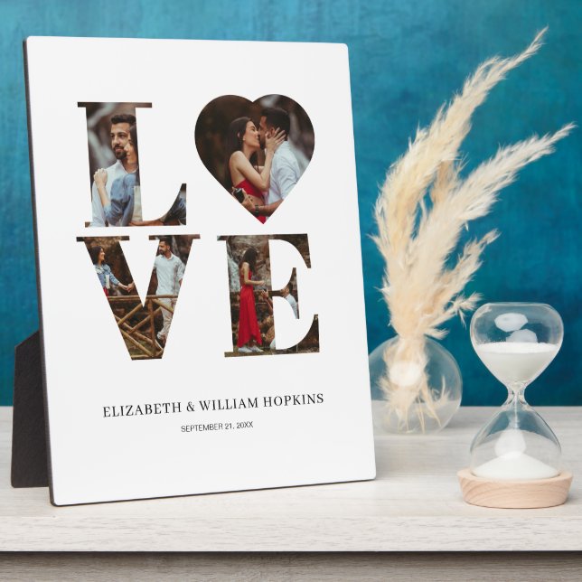 Expositora Placa Vertical Corazón de Amor Personalizada 4 Fot (Lado)