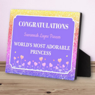 Expositora ¡Princesa! Placa divertida personalizada para niña