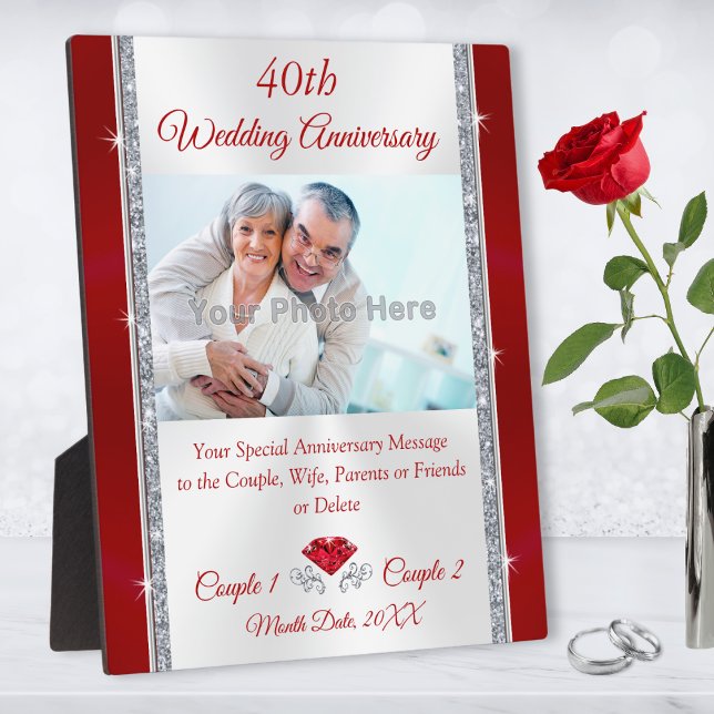 Expositora Regalo tradicional de 40 años, placa fotográfica (40th wedding anniversary gifts for parents. Ruby anniversary gifts. 40 year wedding anniversary gift)