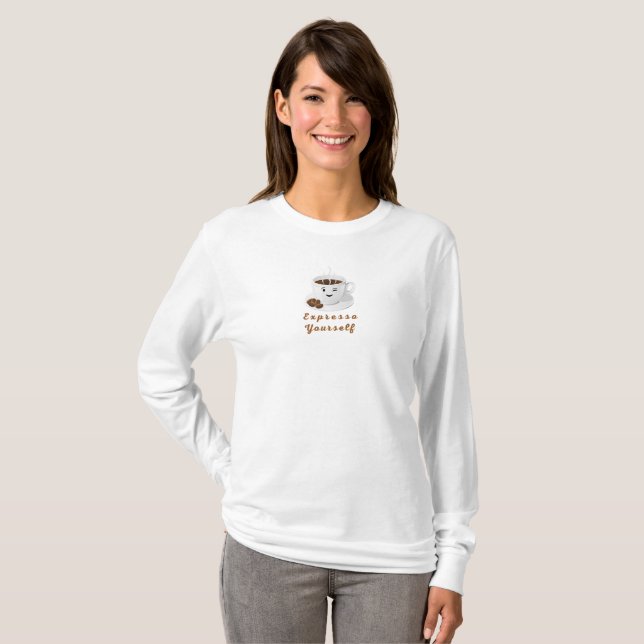 Exprésate – Camiseta Divertida de Café Sonriente (Anverso completo)