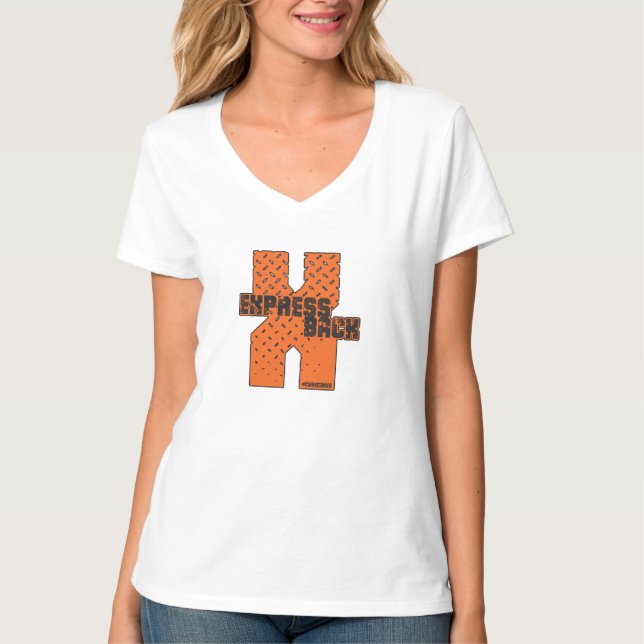 Exprese detrás la camiseta con cuello de pico de (Anverso)