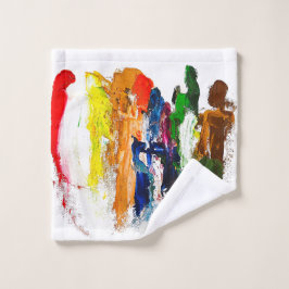 Expresión abstracta de figuras humanas en movimien