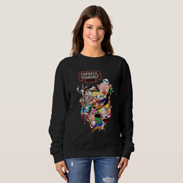 Express Yourself Retro Cartoon Mashup Sudadera Con (Anverso completo)