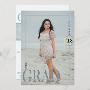 Exquisita invitación a graduación de gris azul