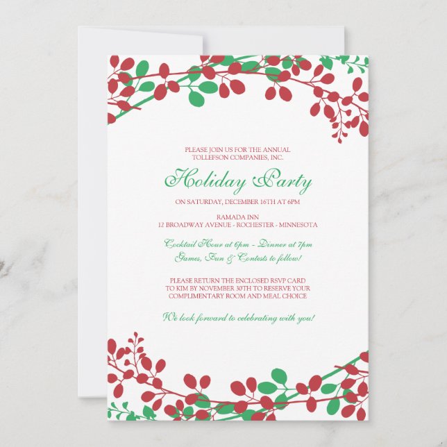 Exquisita invitación a Navidades de jardín - Nuevo (Anverso)