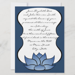 Exquisita Invitación de Boda con Loto en Azul