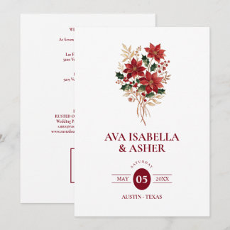 Exquisita invitación de boda de Navidad con Poinse