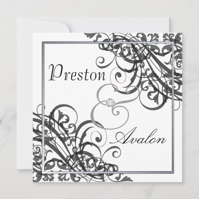Exquisita invitación de desplazamiento barroco (Anverso)