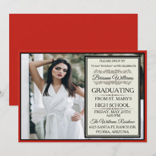 Exquisita invitación de graduación roja