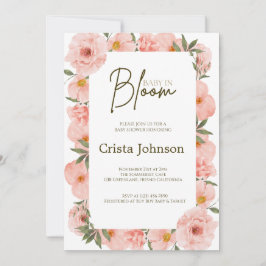 Exquisita invitación de Peach Floral a Baby Shower