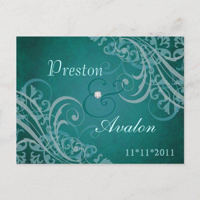 Exquisita Tarjeta Postal de Ahorro de Fecha Teal B (Anverso)