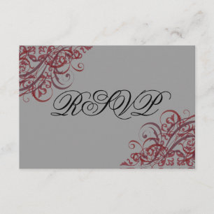 Exquisita tarjeta RSVP de desplazamiento rojo barr