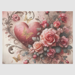 Exquisitas hojas de papel de tejido floral rosado 