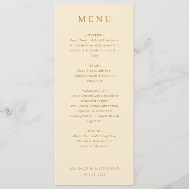 Exquisite Beige Calligraphy Menu (Anverso)