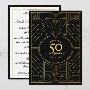 Exquisito Art Déco 50 Aniversario de la invitación
