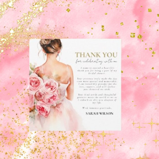 Exquisito Boda Mínimo Ducha Bridal Gracias (Express your gratitude with Brett Designs' exquisite minimal wedding bridal shower thank you cards.)