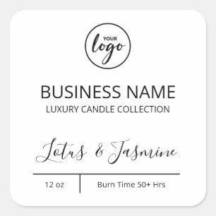 Exquisito logotipo moderno Etiquetas de velas blan