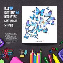 Exquisito Pegatina decorativo de mariposa azul