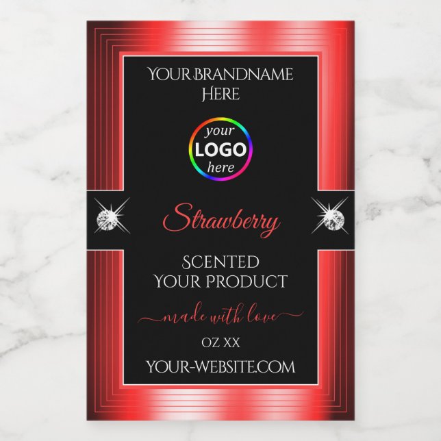 Exquisito rojo brillante negro con etiqueta de pro (Etiqueta única)