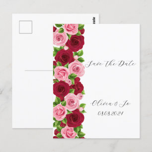 exquisito rojo y rosa floral guardar la tarjeta de