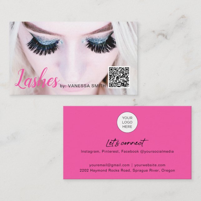 Extensión de eyelash de código QR Tarjeta de prese (Anverso / Reverso)