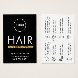 Extensiones de pelo modernas Tarjeta de consejo de