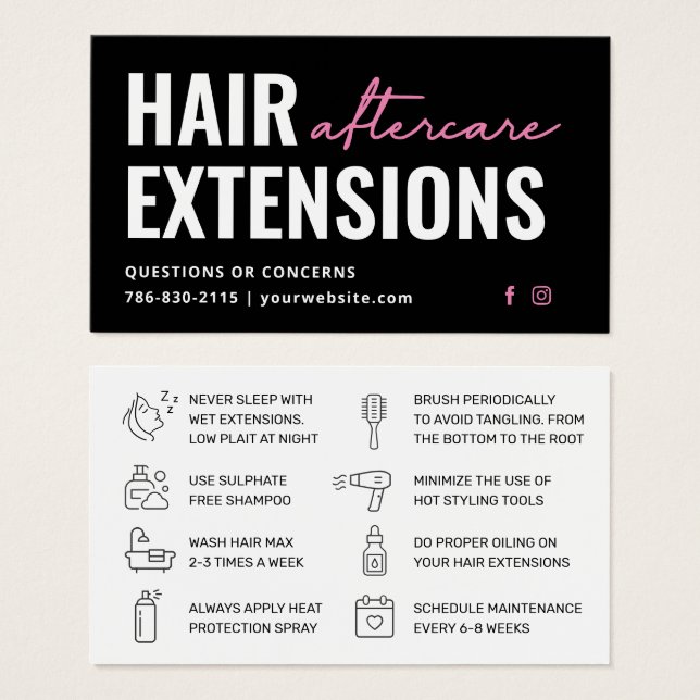 Extensiones de pelo modernas tarjeta de visita pos (Anverso y reverso)