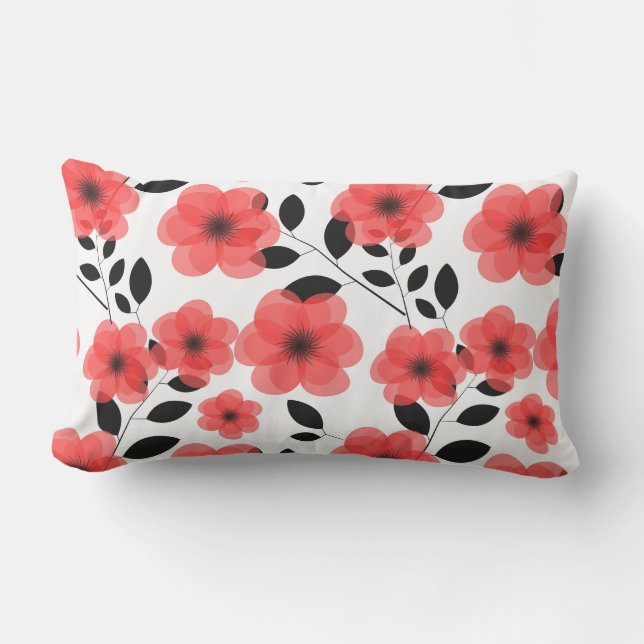 Exterior Cojín decorativo de flores rojas-almohada de acent (Anverso)