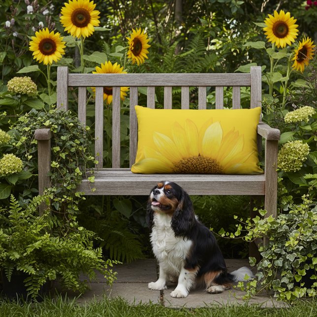Exterior Cojín decorativo Lumbar Al Aire Libre De Giro Amar (Bright yellow sunflower outdoor lumbar pillow. 🌻)