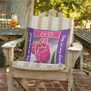 Exterior Diseño floral de Cojín decorativo, tipografía pers