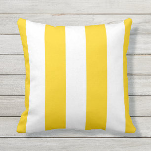 Exterior Tiras de Avenimiento Amarillo y Blanco Cojín deco