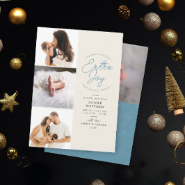 Extra Joy Photo Blue Holiday Anuncio de nacimiento