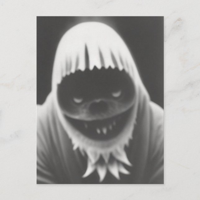 Extraña postal de Halloween con monstruos extraños (Anverso)