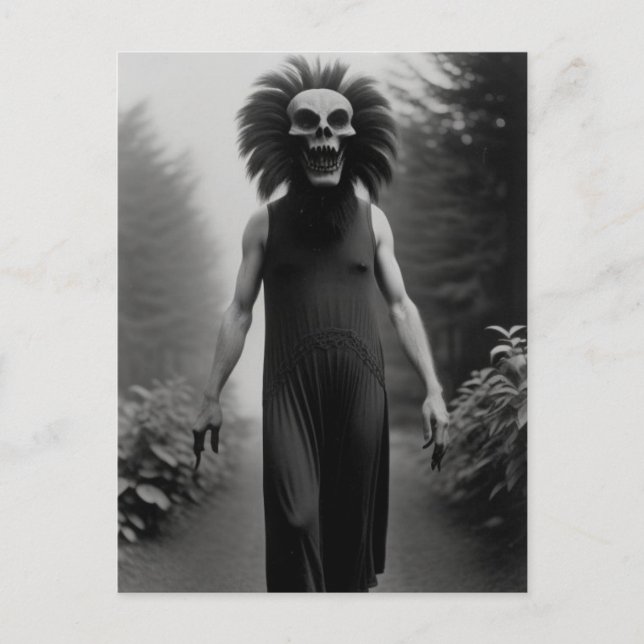Extraña postal de Halloween con monstruos extraños (Anverso)