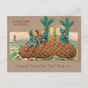 Extraña tarjeta rusa de Año Nuevo
